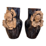 Pair of Barbotine vases
