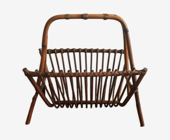 Porte revues en rotin vintage