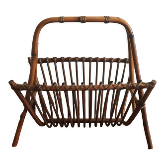 Vintage rattan magazine holder