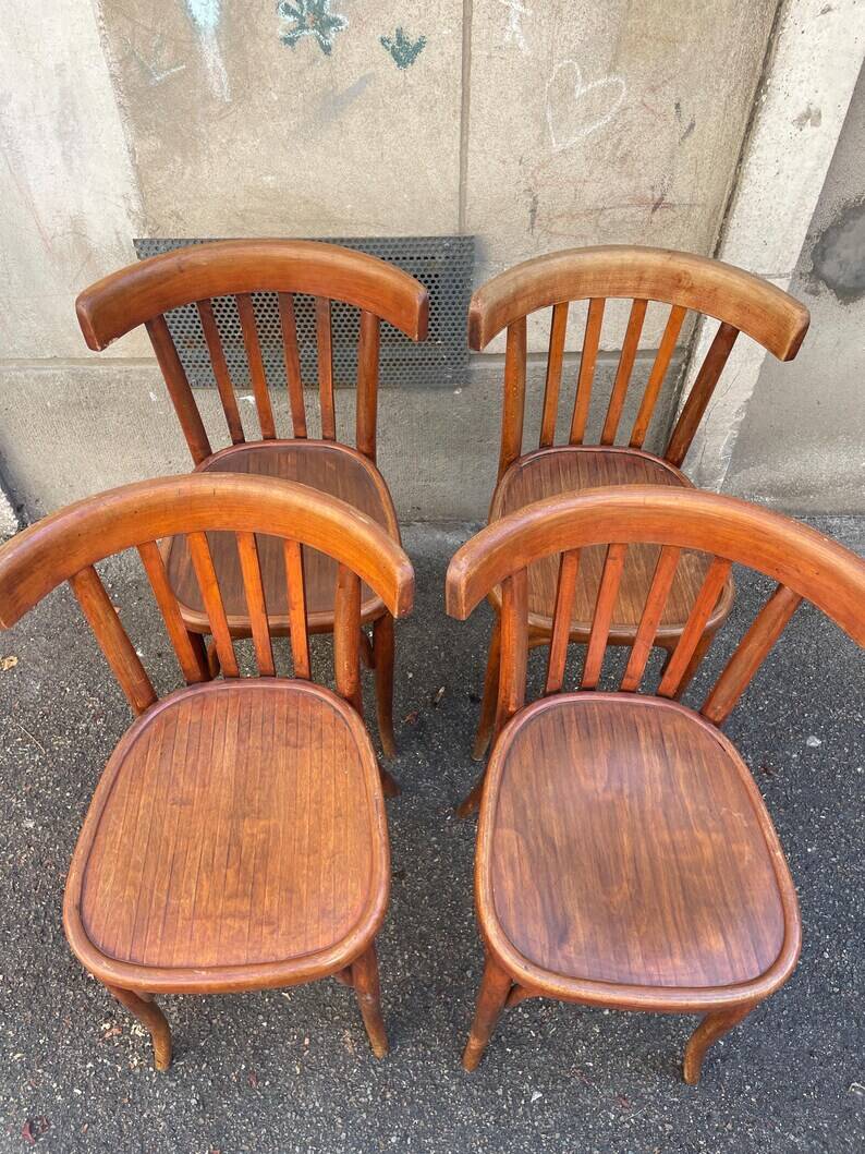 Lot de 4 Chaises bistrot vintage, chaise vintage, chaise de salle à manger - chaise bistrot vintage rétro