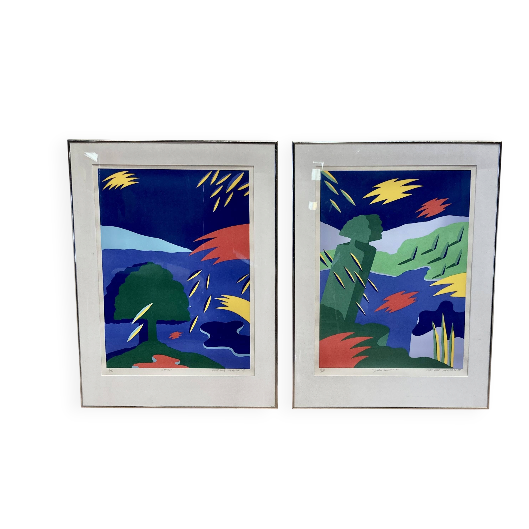 Duo de lithographies design scandinave "bent karl jakobsen".