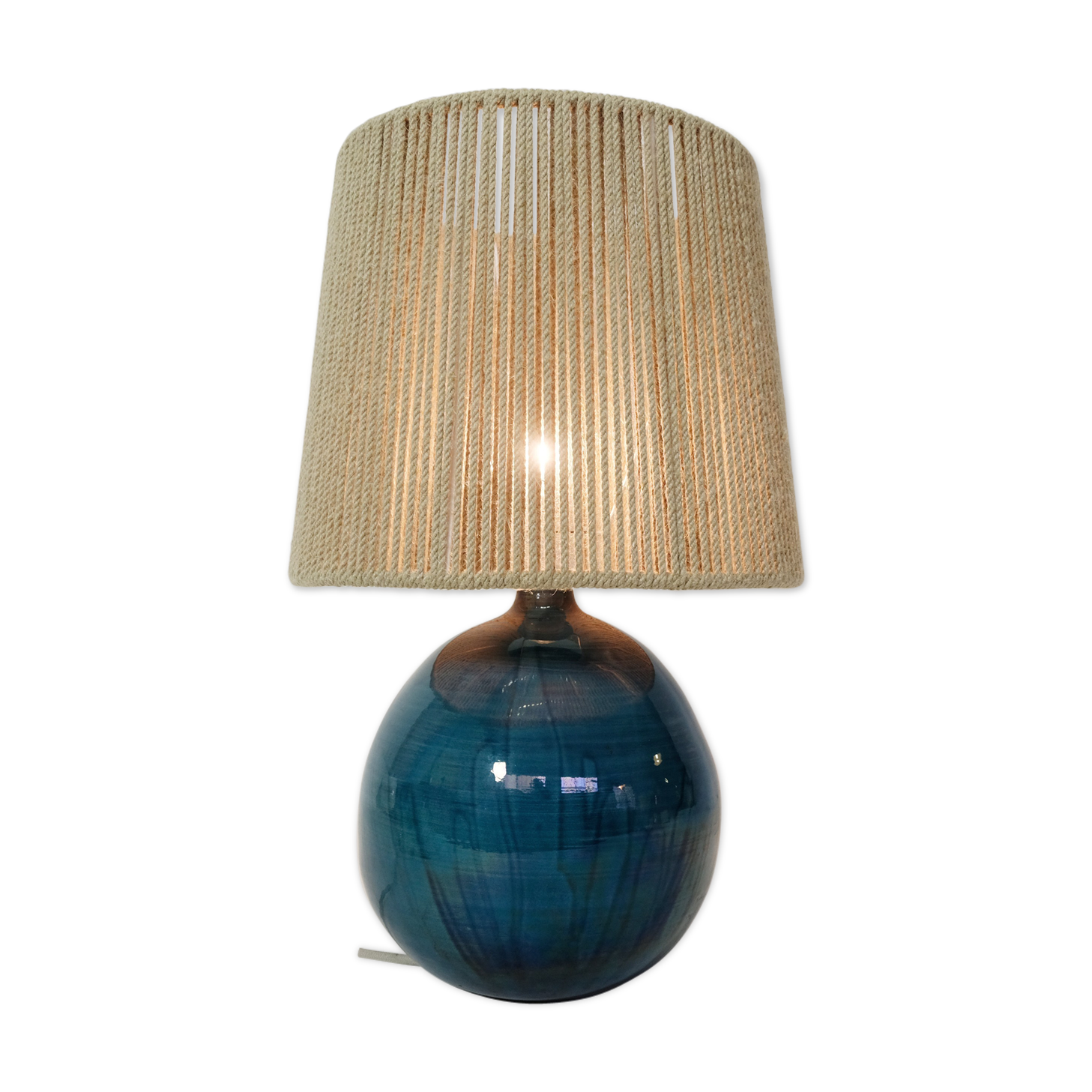 Blue glazed ceramic lamp