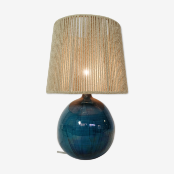 Lampe en céramique vernissée bleu