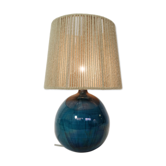 Blue glazed ceramic lamp
