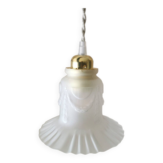 Art Deco Portable Lamp, Linen Cable