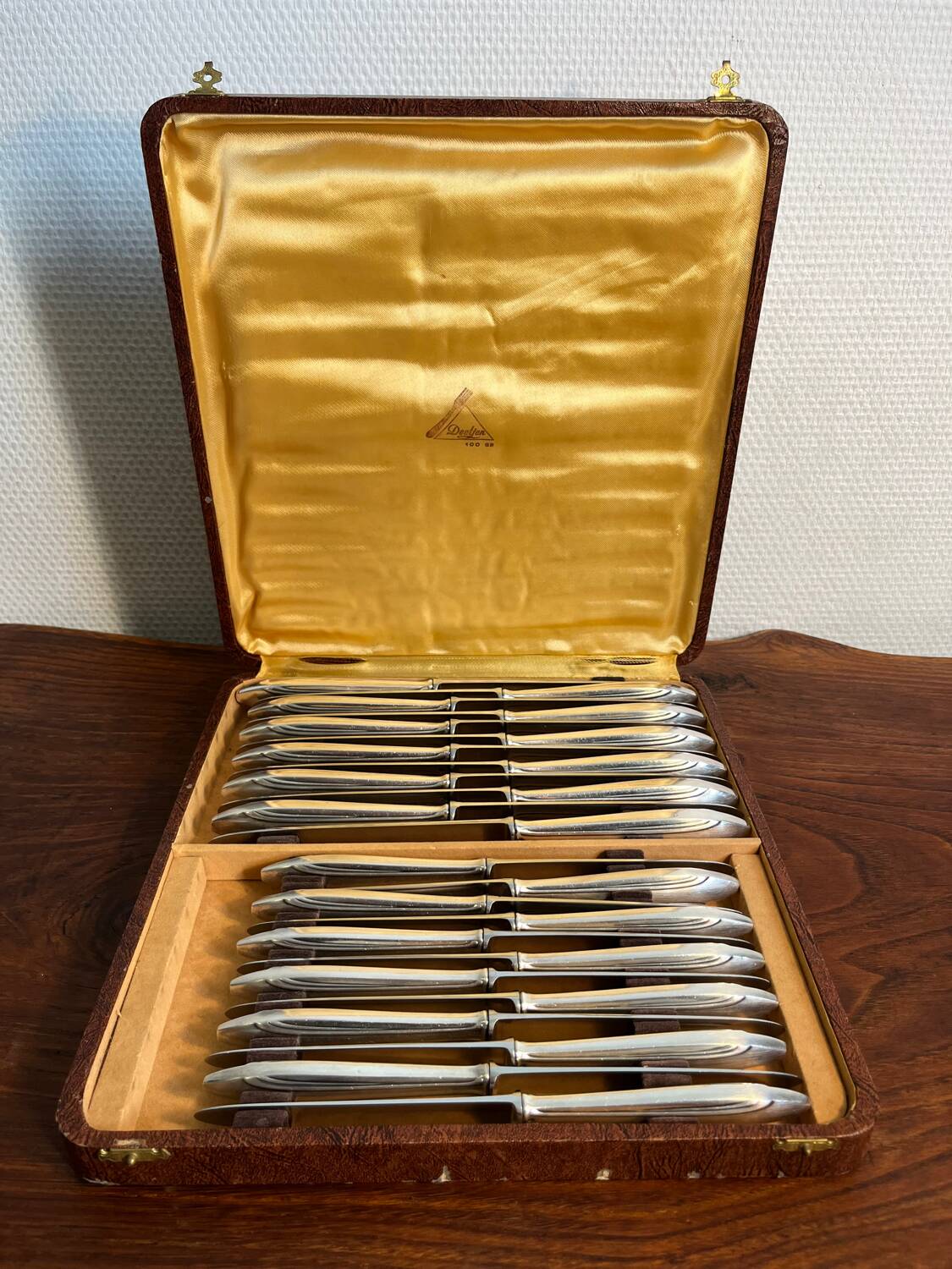 Box of 24 silver-plated knives French goldsmith Deetjen hallmark 100