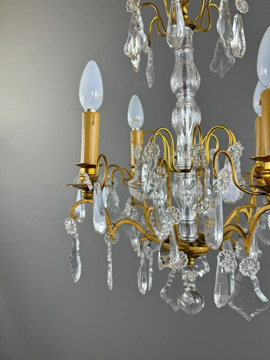 Lustre en cristal et bronze doré, début XXe siècle