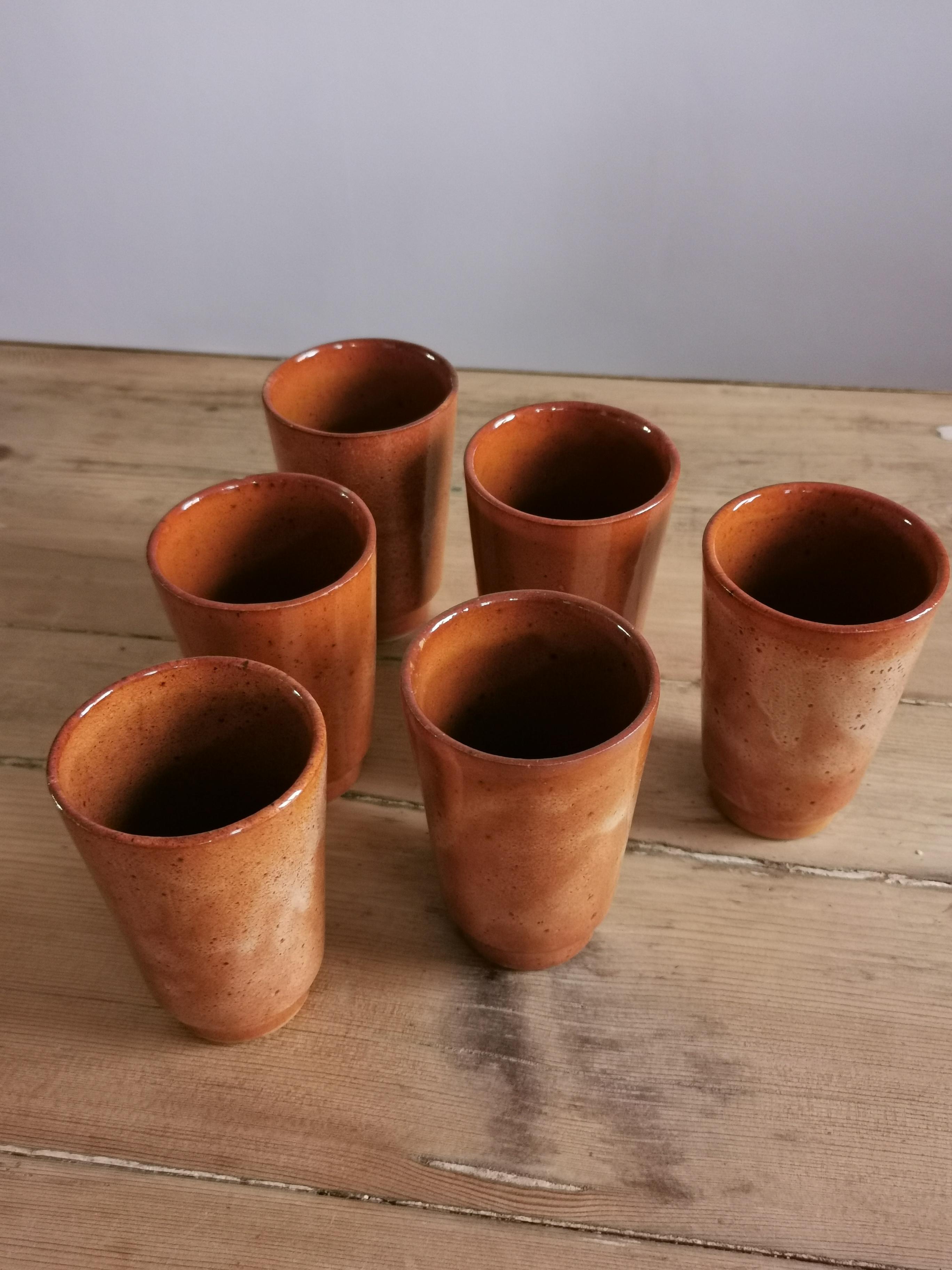 Set of 6 sandstone cups