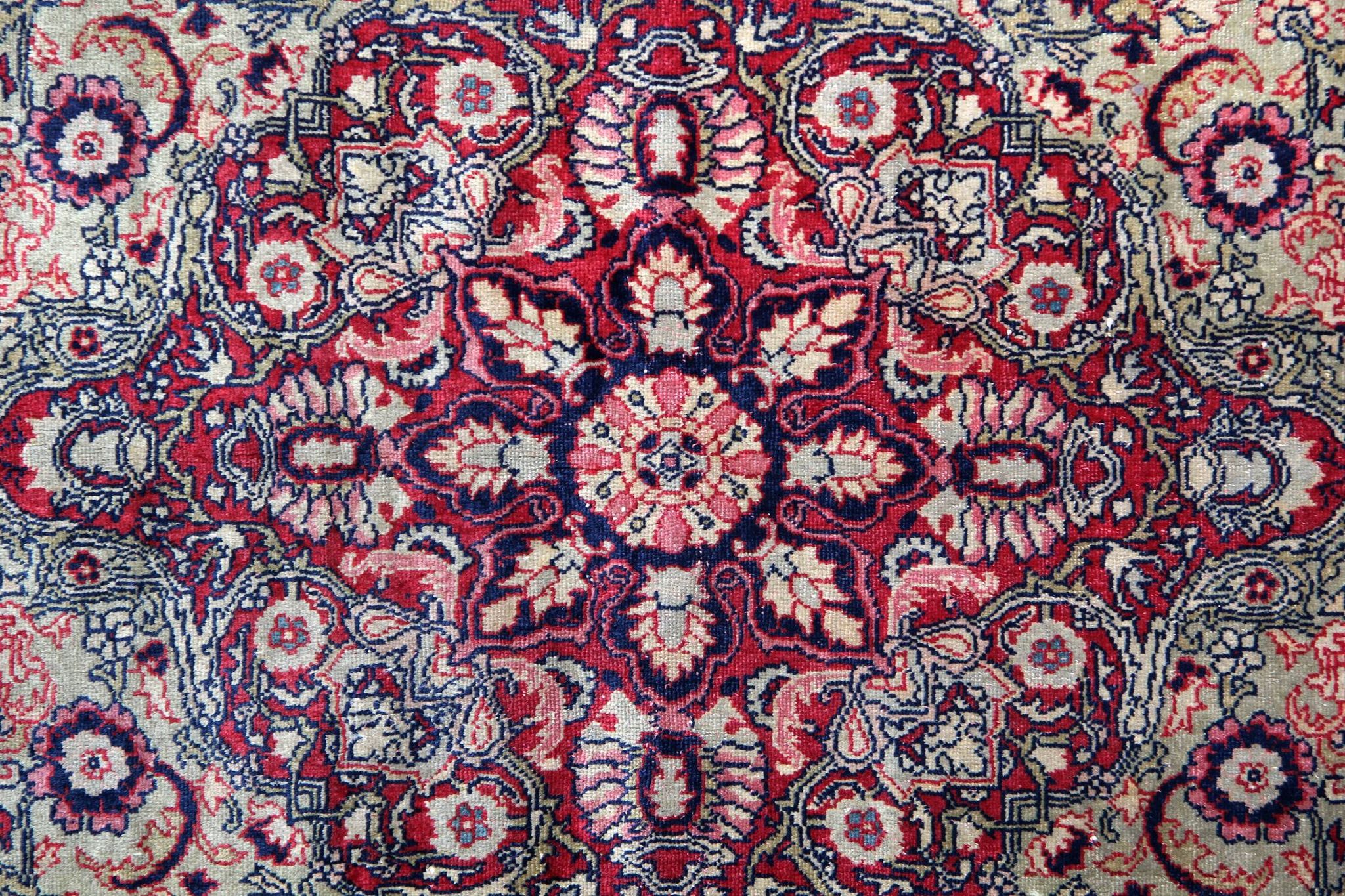 Handwoven antique persian carpet traditional wool area rug- 174x132cm