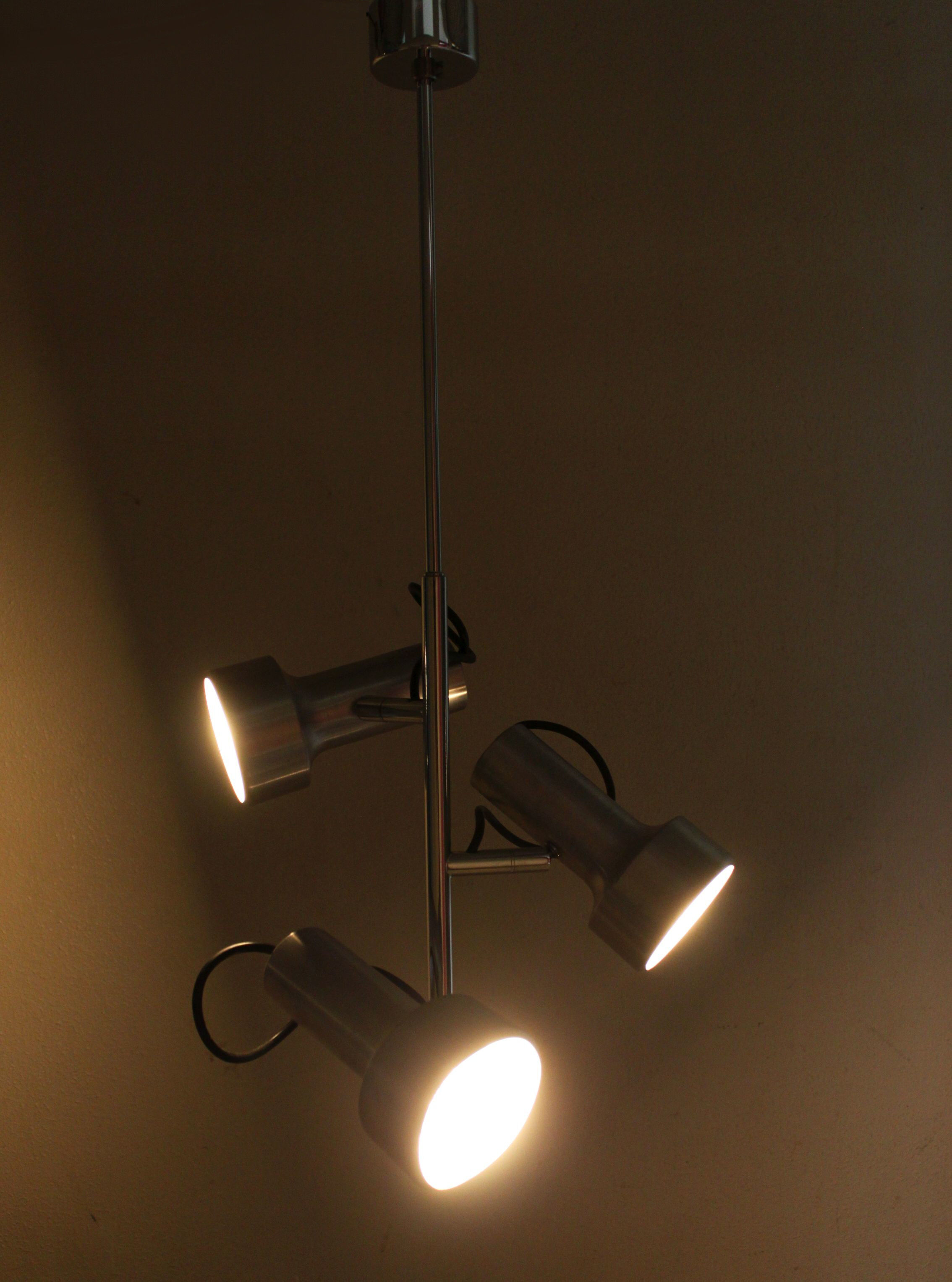 3-spot aluminum ceiling light, 60s