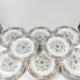 Set of 8 flat plates Gien model Rouen Sainfoin, 1990