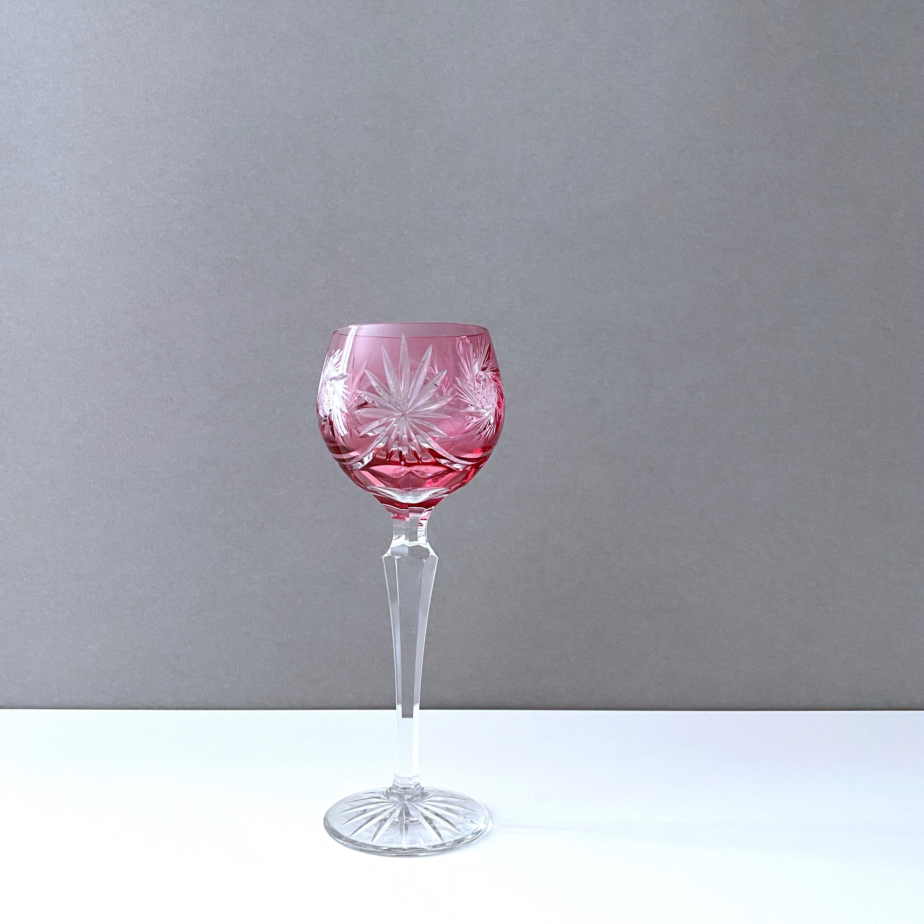 Crystal glass, coloured wine glass, pink