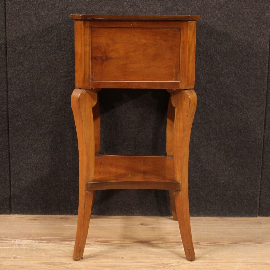 Italian side table in cherry, walnut and fruitwood