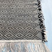 Zanafi Runner Rug, handmade Moroccan rug, flat Berber wool runner, geometric rug.