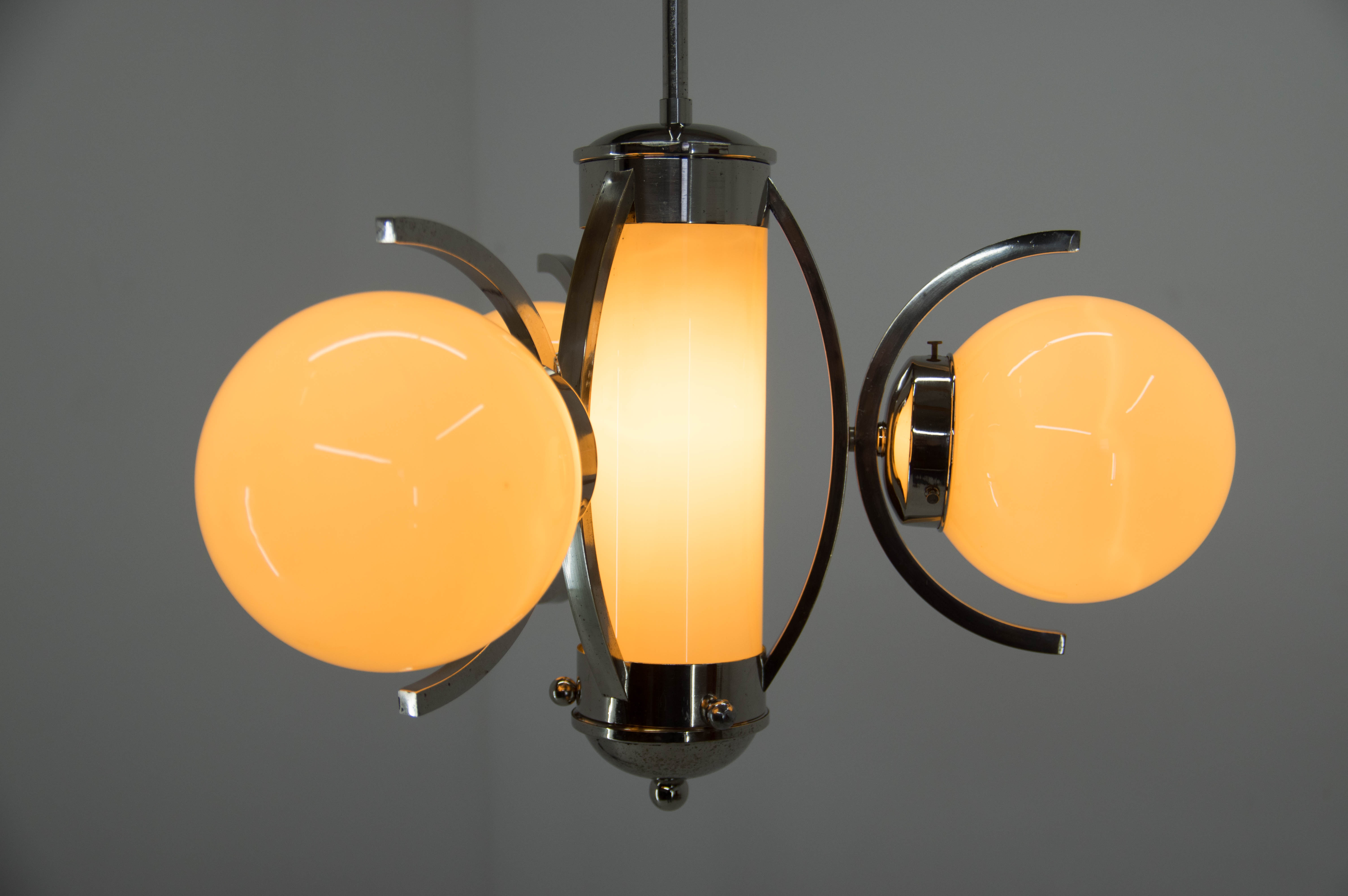 Art deco chandelier, 1930s, restored