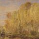 Peinture de paysage signée A. Corradi, années 1950.