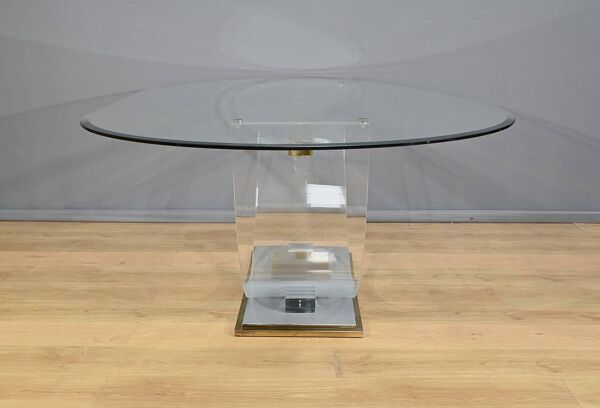 Table en Verre C. Hollis Jones pour Belgo Chrom – 1970
