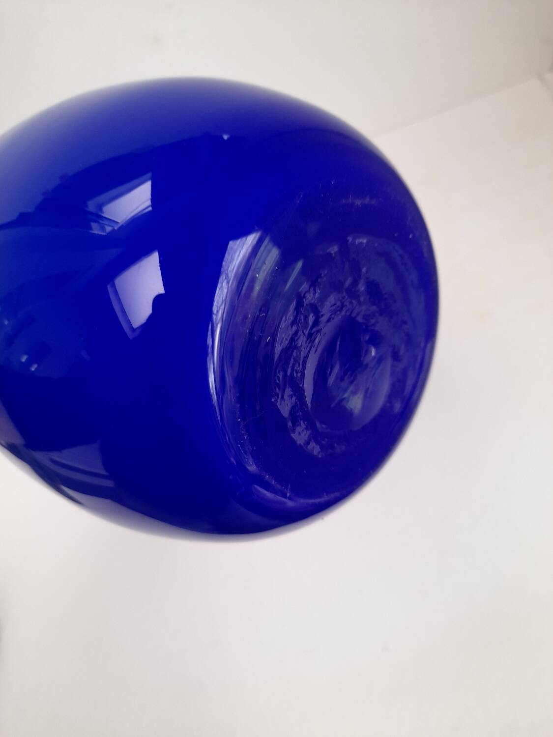 Large bottle vase in bright blue opaline.