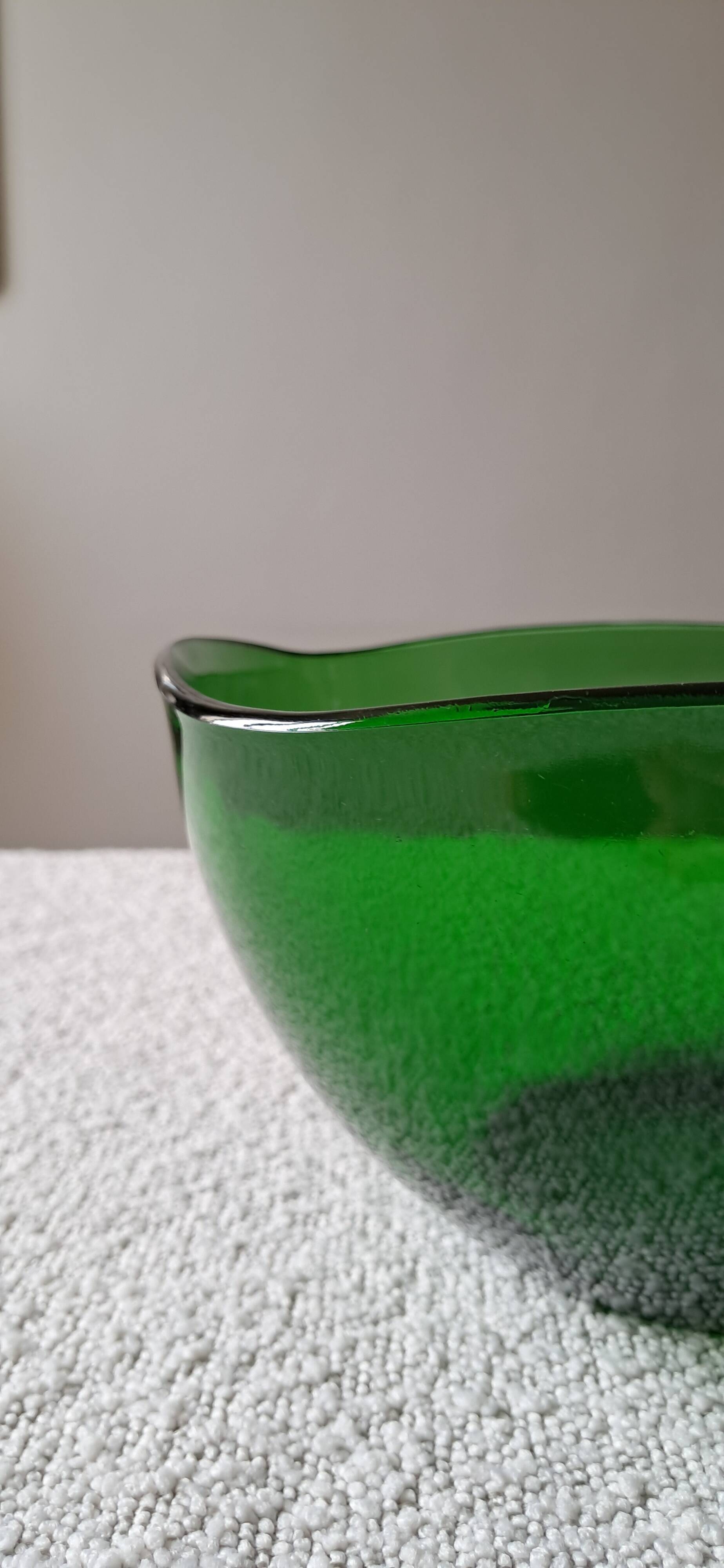 Vintage emerald green salad bowl made in France.