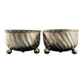 Pair of solid silver salt cellars with weevil hallmark