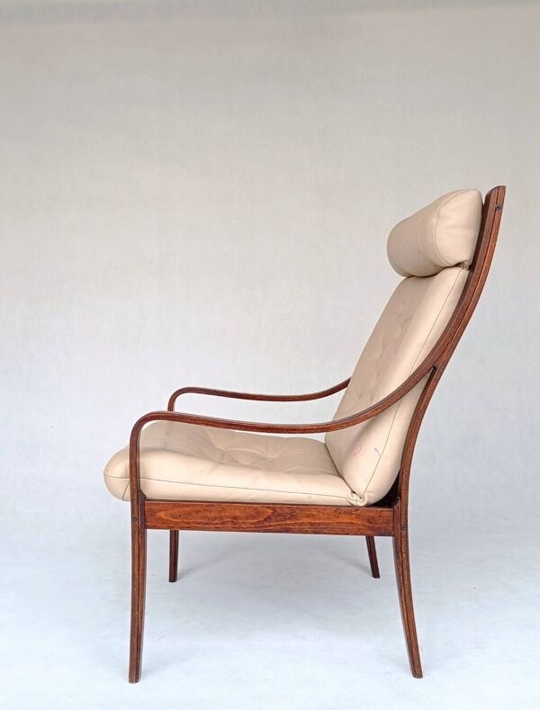 Fauteuil en cuir par Fredrik A. Kayser pour Vatne Møbler, 1960