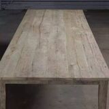 Table de ferme ancienne en chêne patiné longitudinal - 280 cm de long