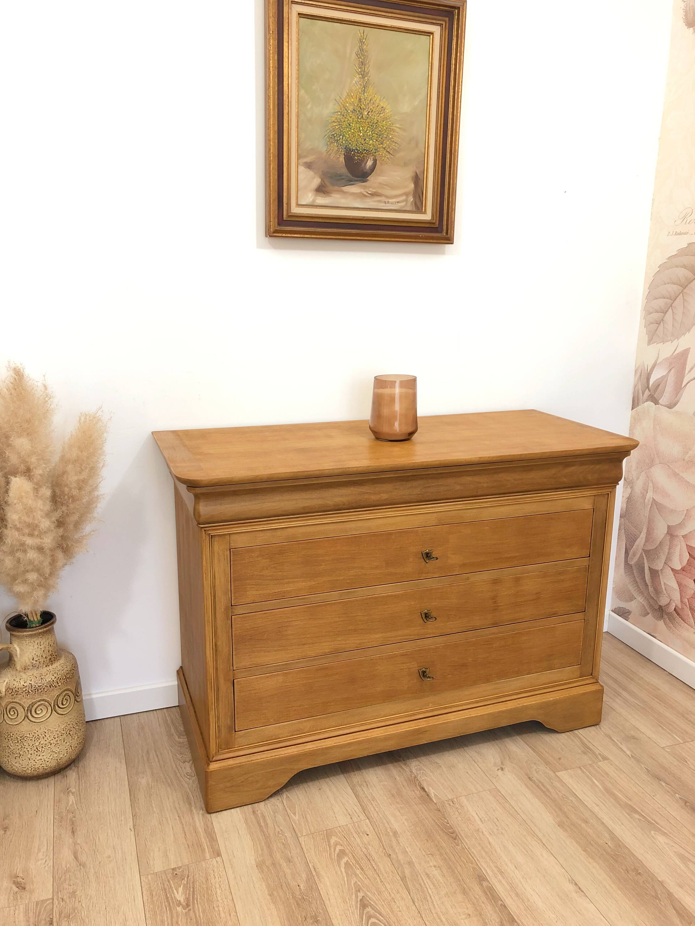 Louis Philippe style chest of drawers in solid cherry wood