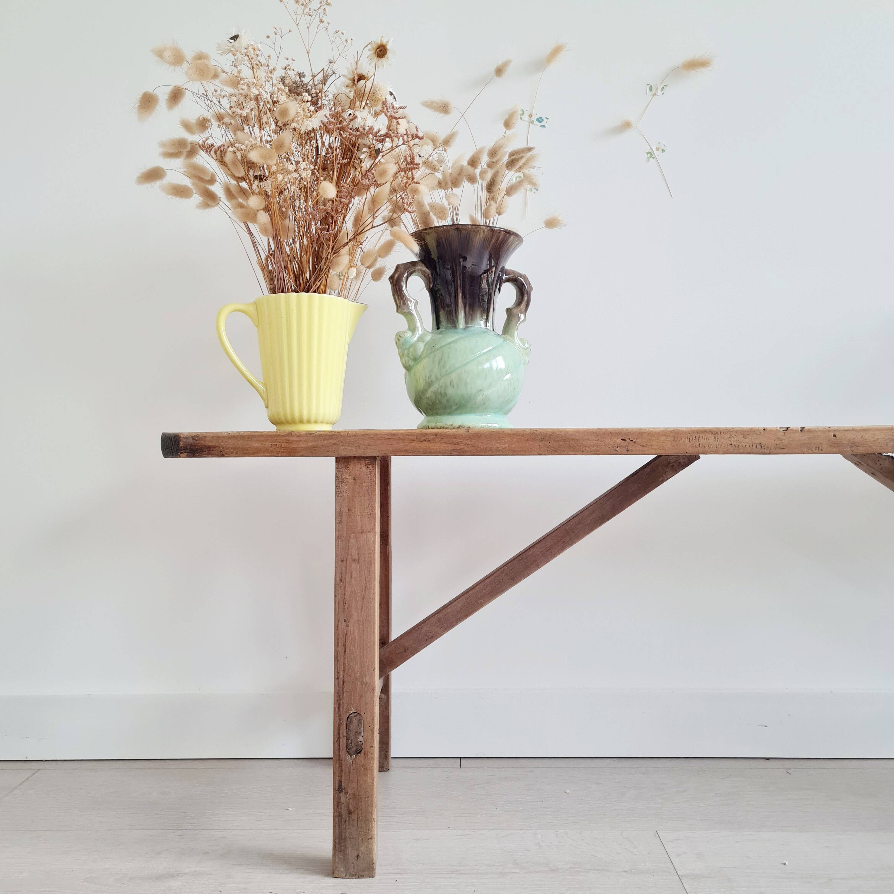 Antique wooden farm bench