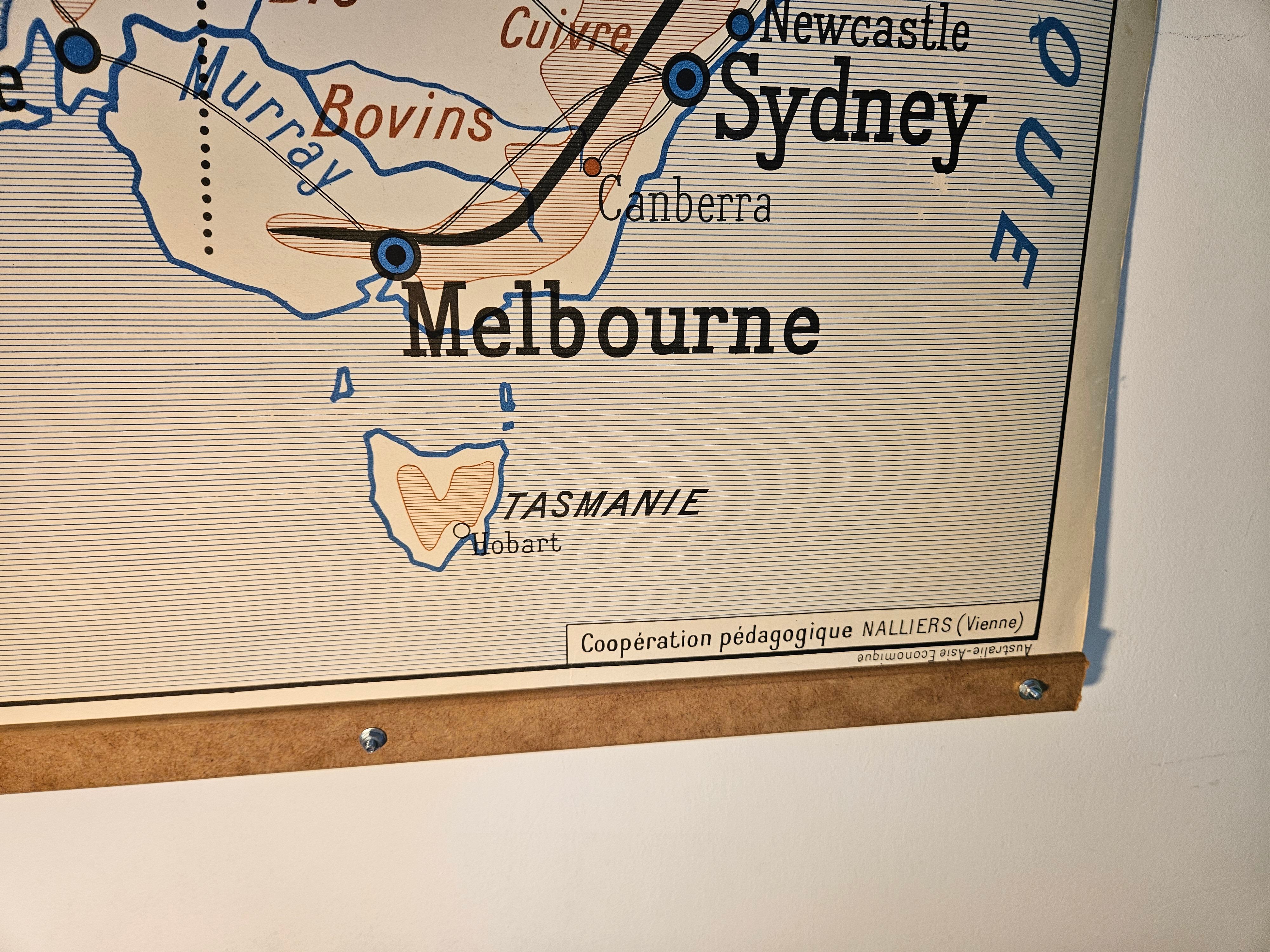 Old school map of geography of Australia and Asia double-sided