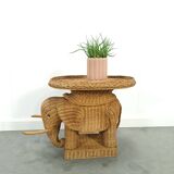 Rattan elephant table vintage side table