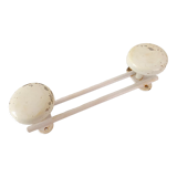 Double coat hook in vintage white lacquered metal