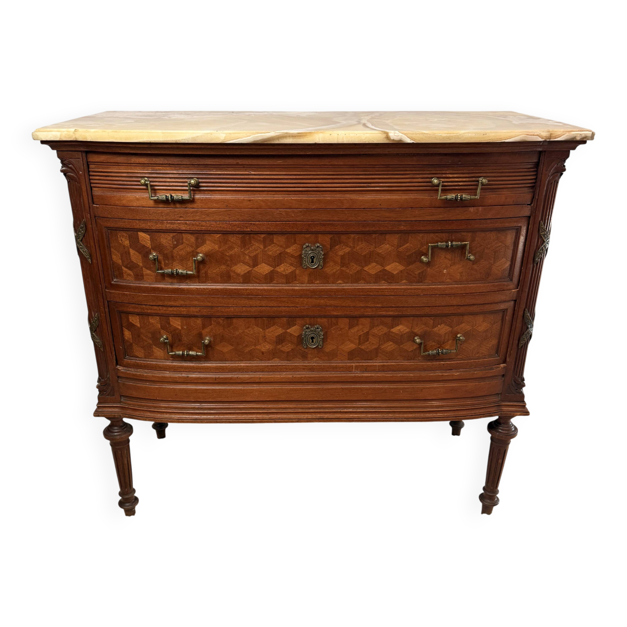 Louis XVI style commode in marquetry – Marble top