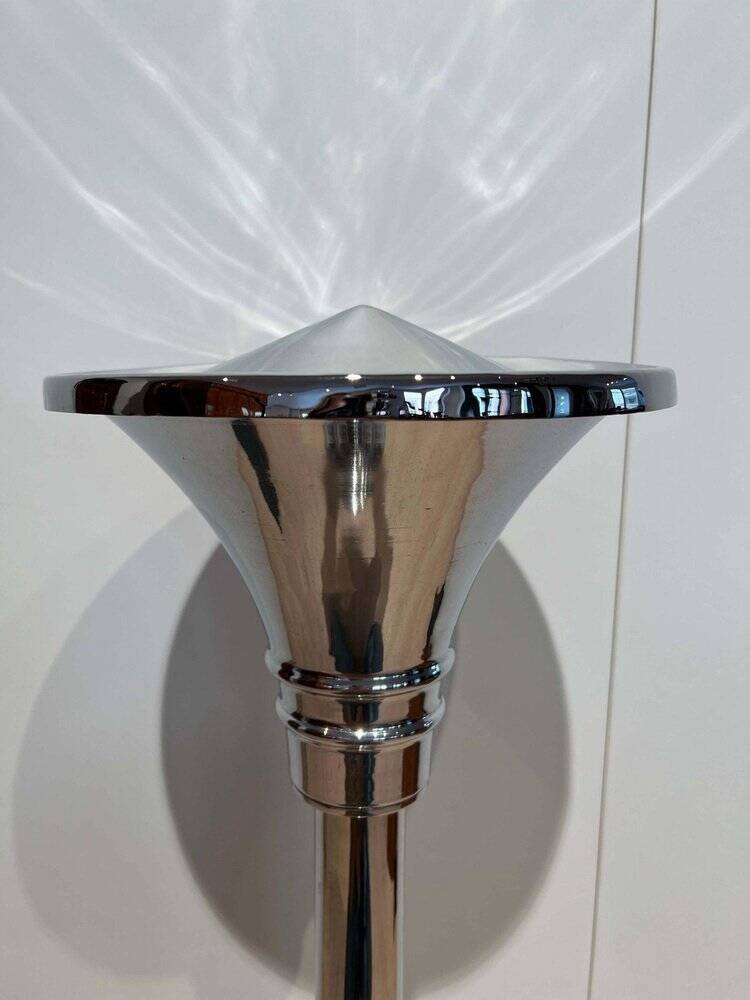 Art Deco Standing Ashtray in Polished and Chromed Metal, Switzerland, 1930