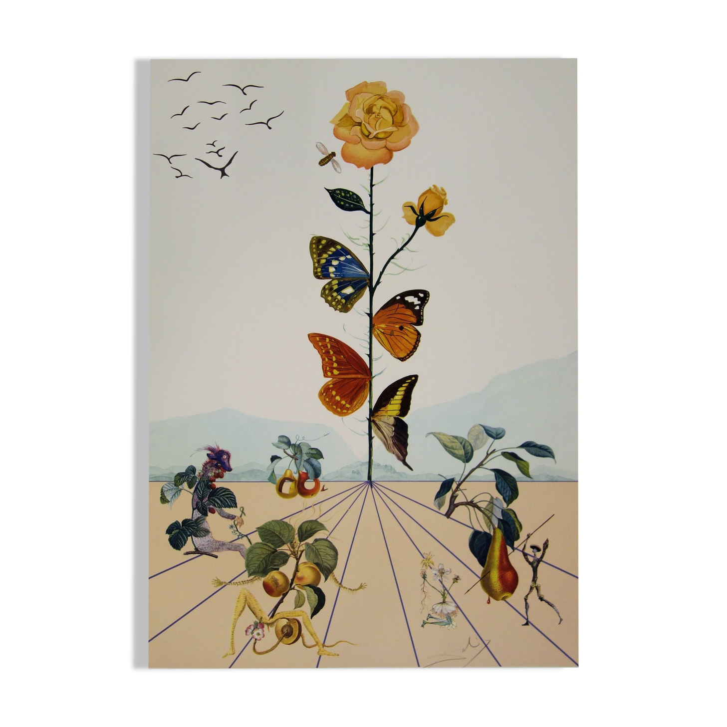 Salvador Dali: Flordali, The Butterfly Rose, original signed lithograph
