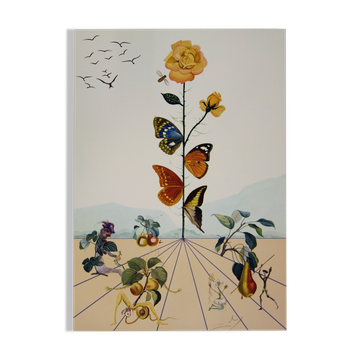 Salvador Dali : Flordali, La rose papillon, lithographie originale signée