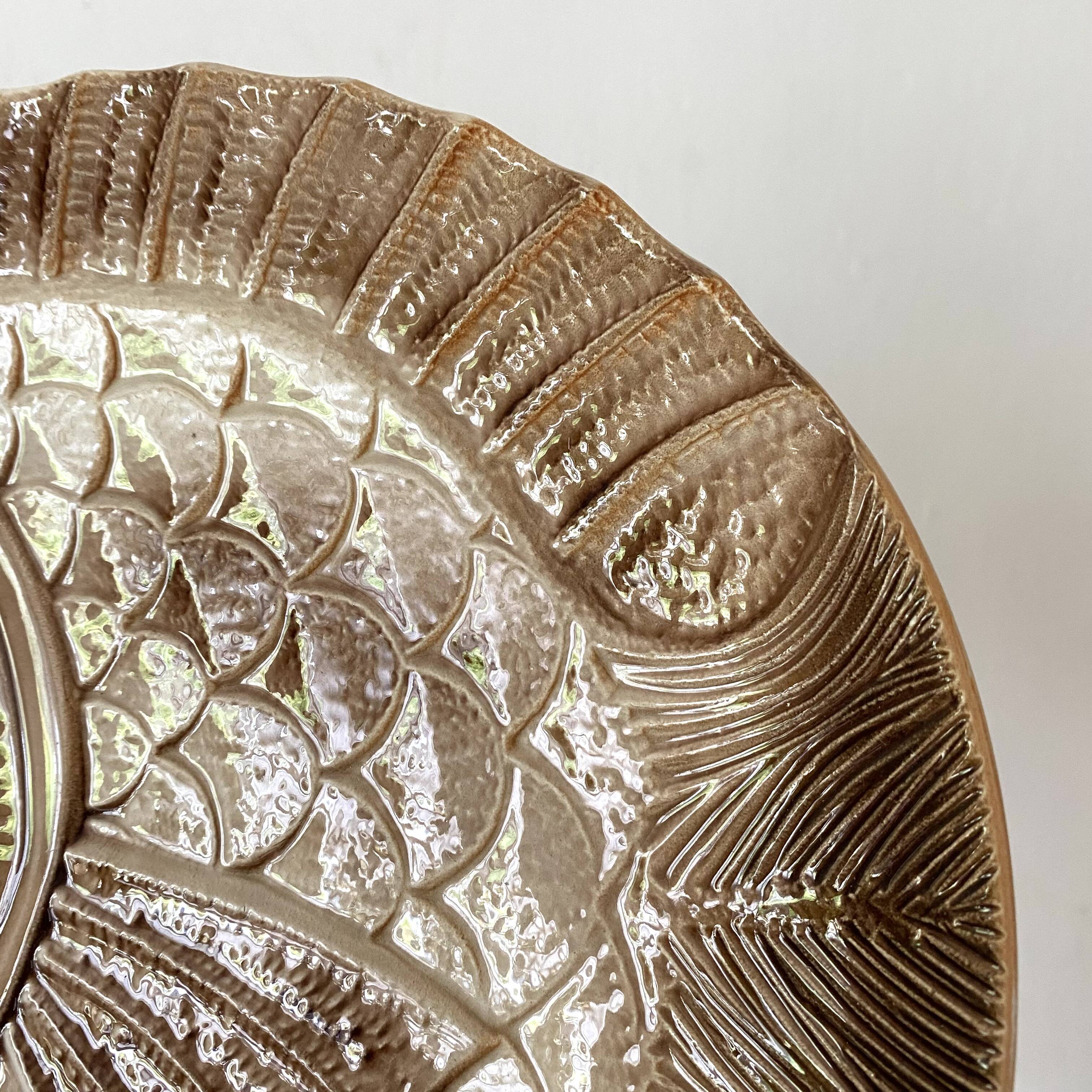 Vintage fish barbotine plates from Sarreguemines