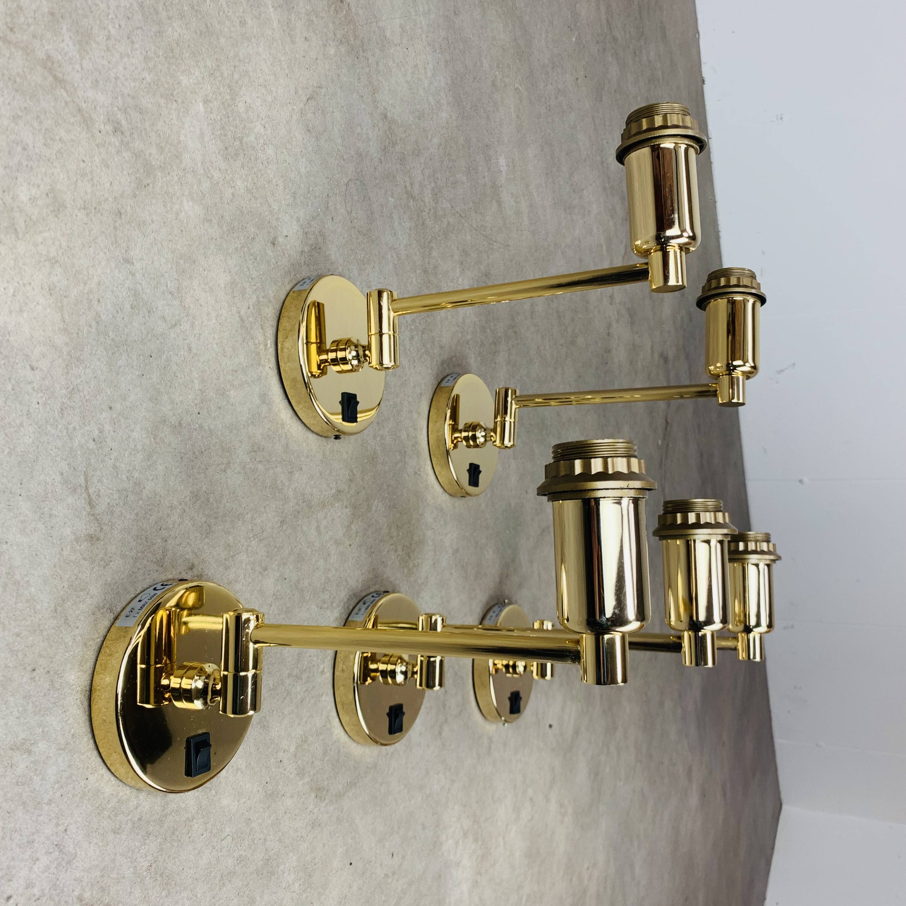 5 gold LED wall lights by LedsC4 in brass