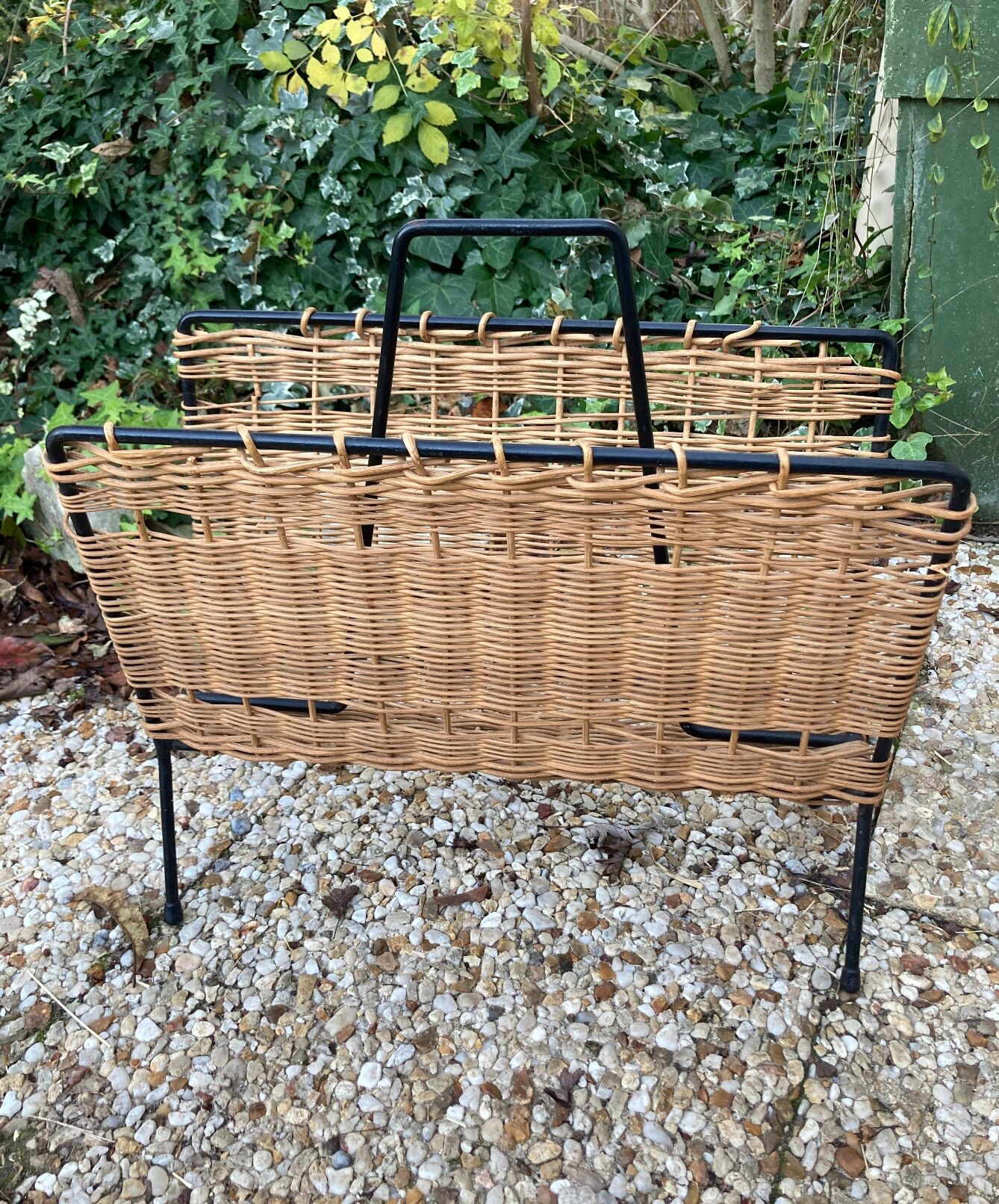 Raoul Guys vintage wicker magazine holder