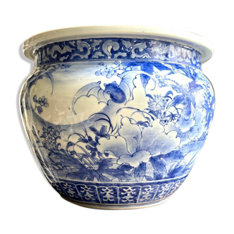 Cache-pot en porcelaine bleue