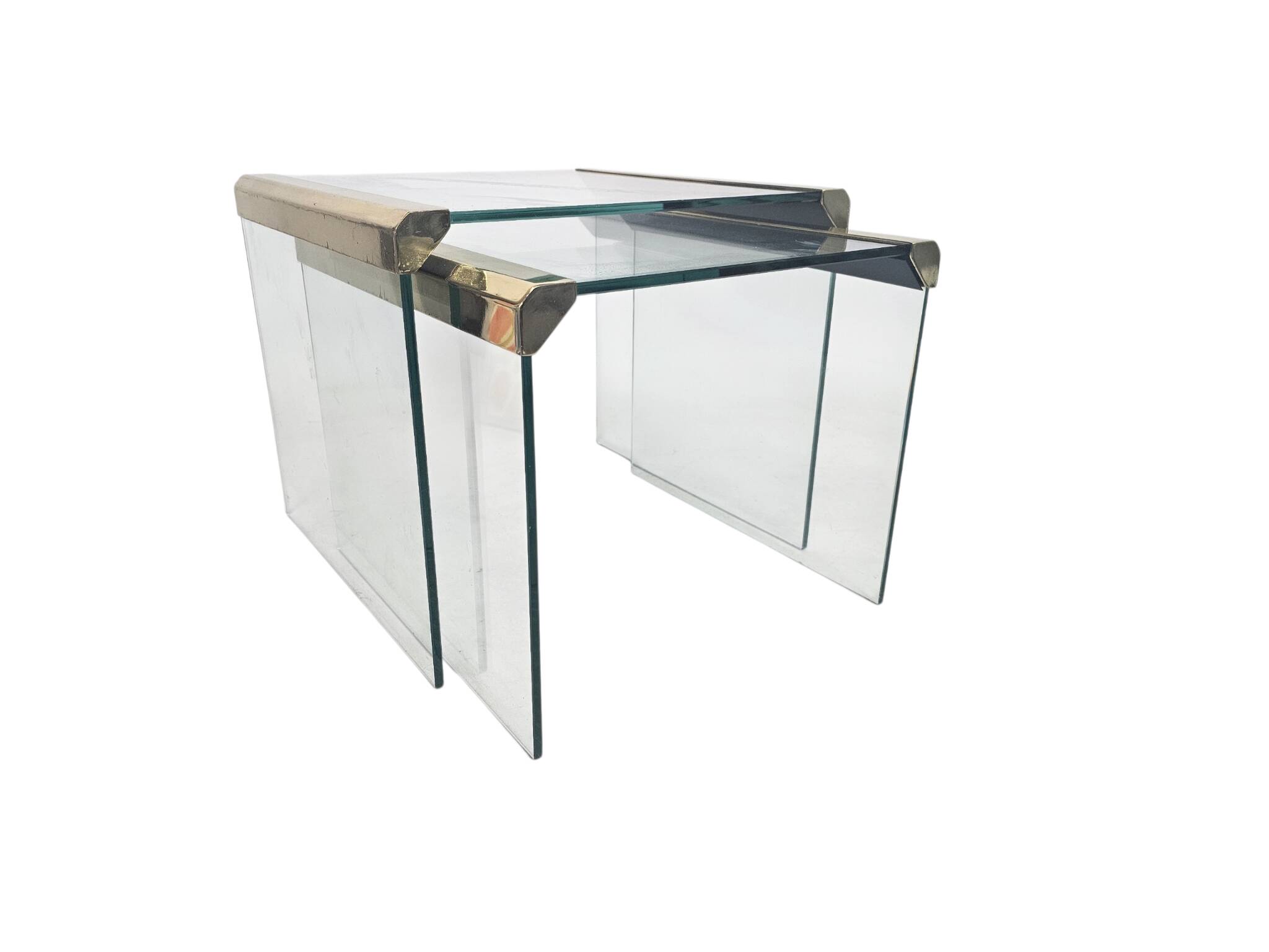 Pierangelo Gallotti & Radice - 'T35' - set of 2 side tables - glass - brass