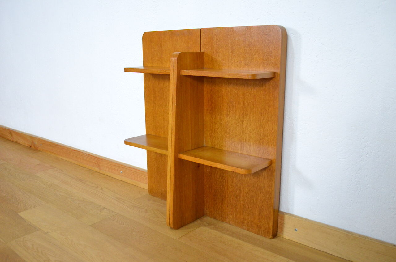 Vintage blond oak shelf 1960
