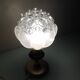 Pair of bubbled glass globe bedside lamps / vintage 60s-70s