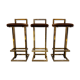 Belgochrom brass bar stools, set of 3, 1970s
