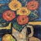 Oil painting on canvas by georges cueille (1927) still life bouquet fl