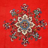 Tapis vintage fait main Berbère en laine rouge éclatant (170cm x 240cm)