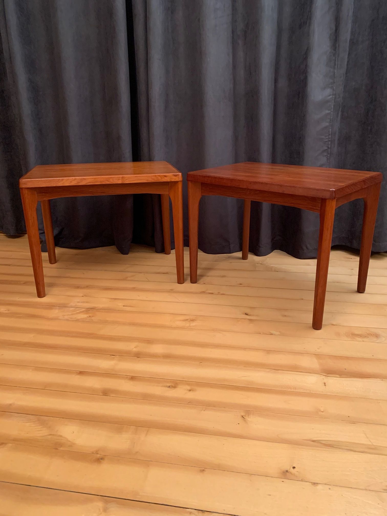 Pair of side tables by Henning Kjaernulf, Vejle Møbelfabrik, Denmark, 1960s