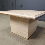 Vintage travertine and brass coffee table by Fedam, 1970s
