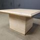 Table basse vintage en travertin et laiton par Fedam, années 1970