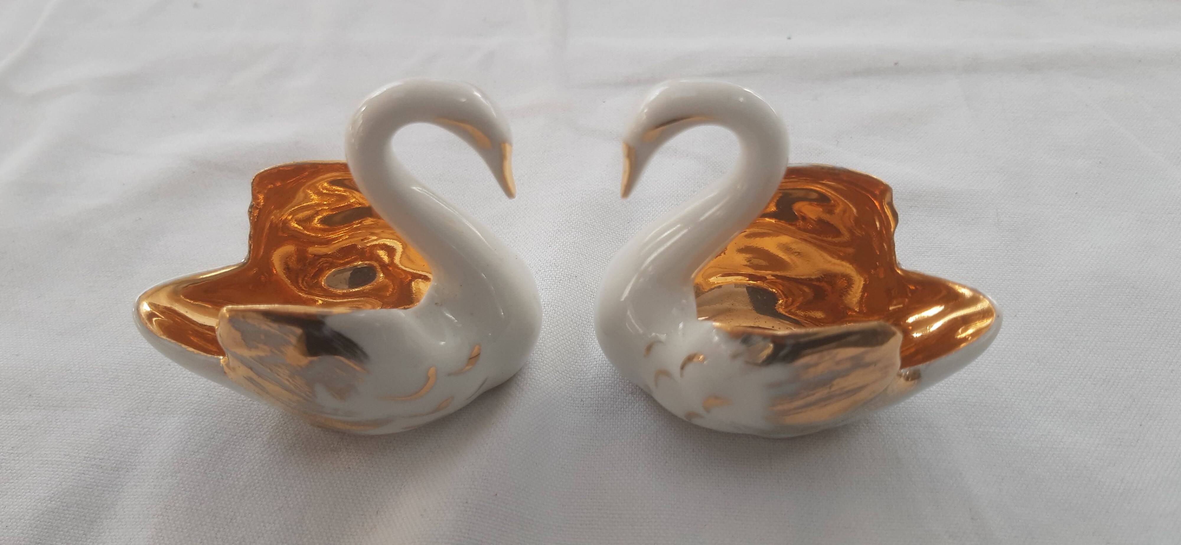 Pair of 2 old Limoges porcelain salt cellars
