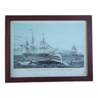 Ancienne gravure marine pêche Louis Le Breton